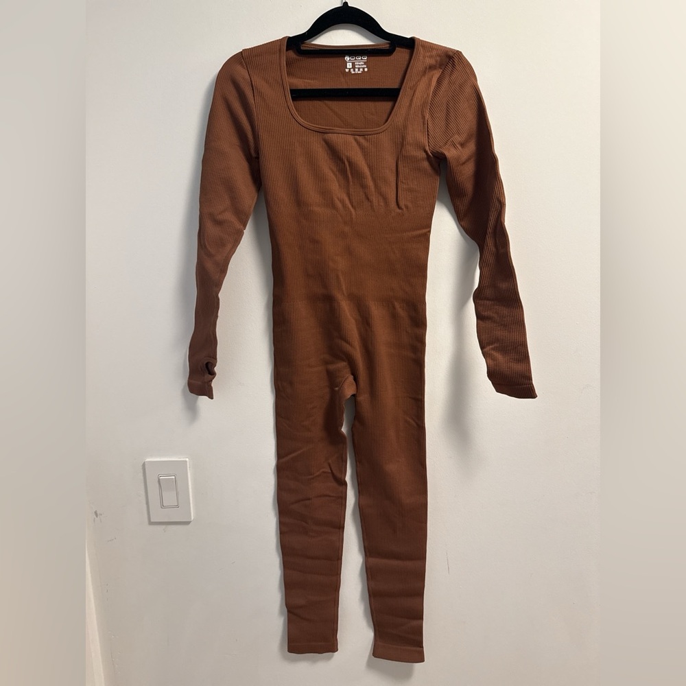 Source Unknown Brown Long Sleeve Jumpsuit